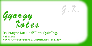 gyorgy koles business card
